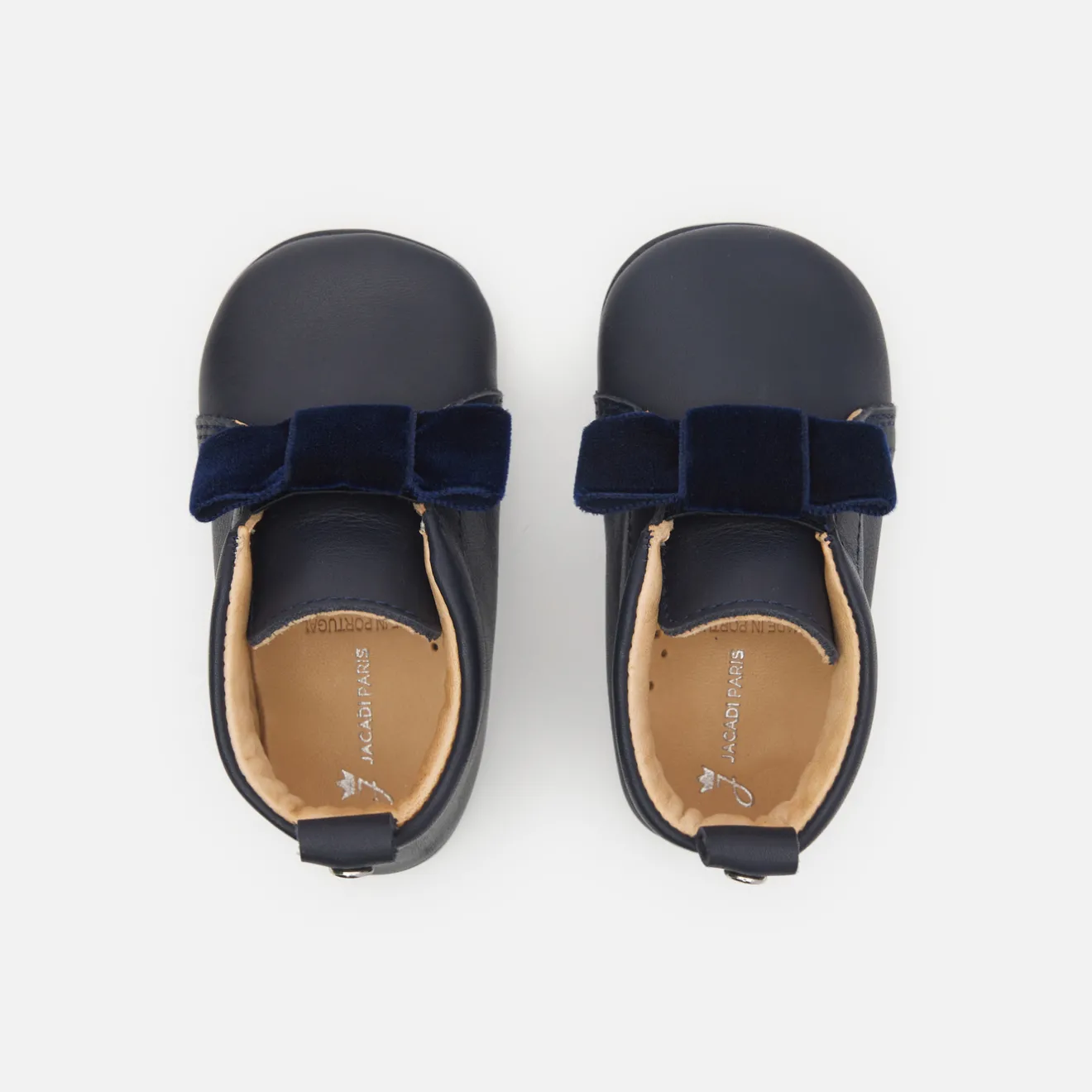 Jacadi Hausschuhe|Lederschühchen>Baby-Krabbelschuhe für Mädchen aus Leder MARINEBLAU JACADI