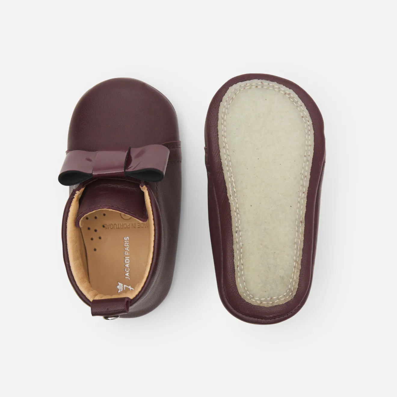 Jacadi Hausschuhe|Lederschühchen>Baby-Krabbelschuhe für Mädchen aus Leder BORDEAUX