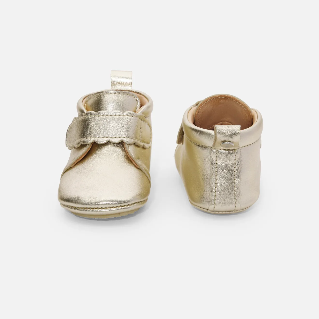 Jacadi Hausschuhe|Lederschühchen>Baby-Krabbelschuhe für Mädchen aus irisierendem Leder GOLD