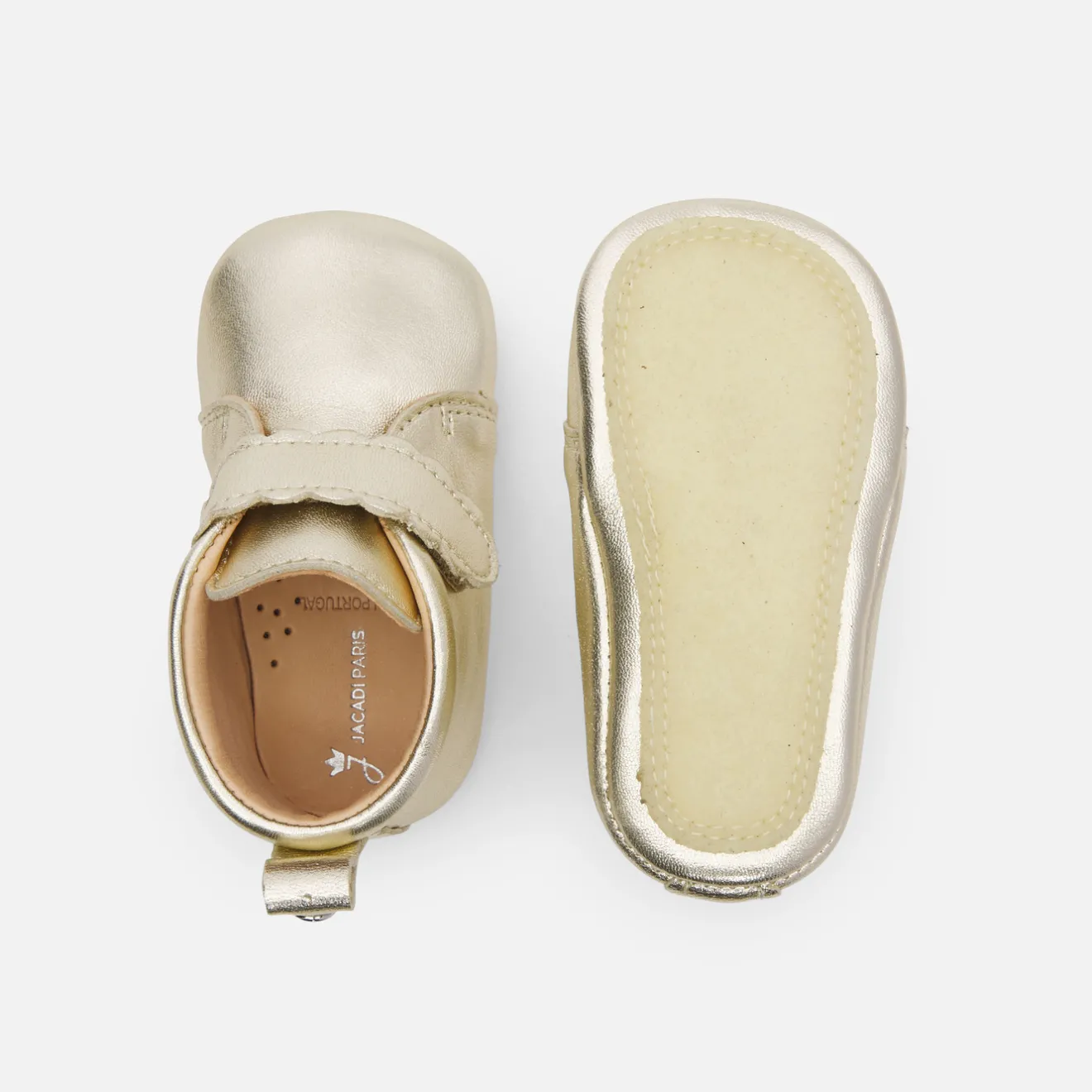 Jacadi Hausschuhe|Lederschühchen>Baby-Krabbelschuhe für Mädchen aus irisierendem Leder GOLD