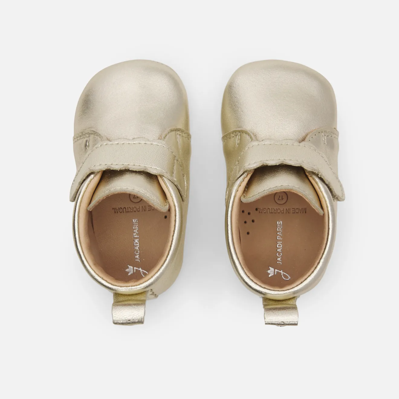 Jacadi Hausschuhe|Lederschühchen>Baby-Krabbelschuhe für Mädchen aus irisierendem Leder GOLD
