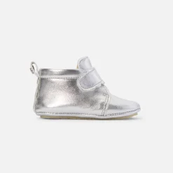 Jacadi Hausschuhe|Lederschühchen>Baby-Krabbelschuhe für Mädchen aus irisierendem Leder SILBER