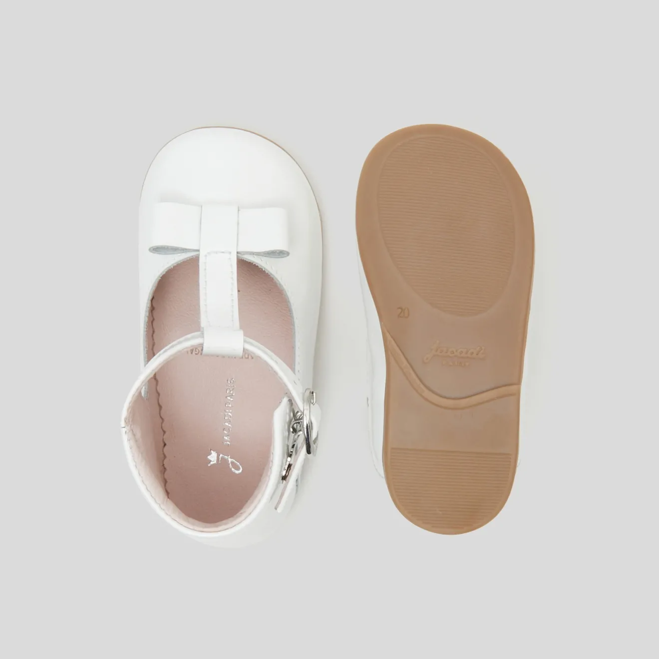 Jacadi Ballerinas & Riemchenschuhe|Schuhe>Baby-T-Riemchenschuhe aus Glattleder für Mädchen JACADI WEISS