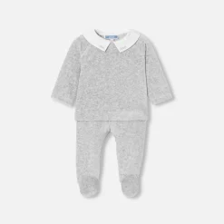 Jacadi Spieler, Latzhosen, Ensembles>Bequemes Ensemble für Babys aus Samt GRAU MELIERT HELL JACADI
