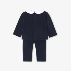 Jacadi Spieler, Latzhosen, Ensembles>Bequemes Ensemble für Baby Mädchen aus Molton MARINEBLAU HELL