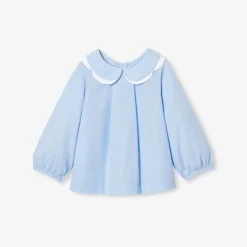 Jacadi Blusen>Bluse aus Fil-à-Fil-Baumwolle Kleinkind Mädchen BLAU/WEISS