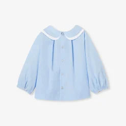 Jacadi Blusen>Bluse aus Fil-à-Fil-Baumwolle Kleinkind Mädchen BLAU/WEISS