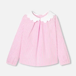 Jacadi Blusen>Bluse für Mädchen, aus gestreifter Popeline WEISS/ROSA