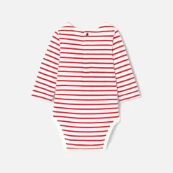 Jacadi Bodies>Body mit langen Ärmeln für Jungen ROT/WEISS