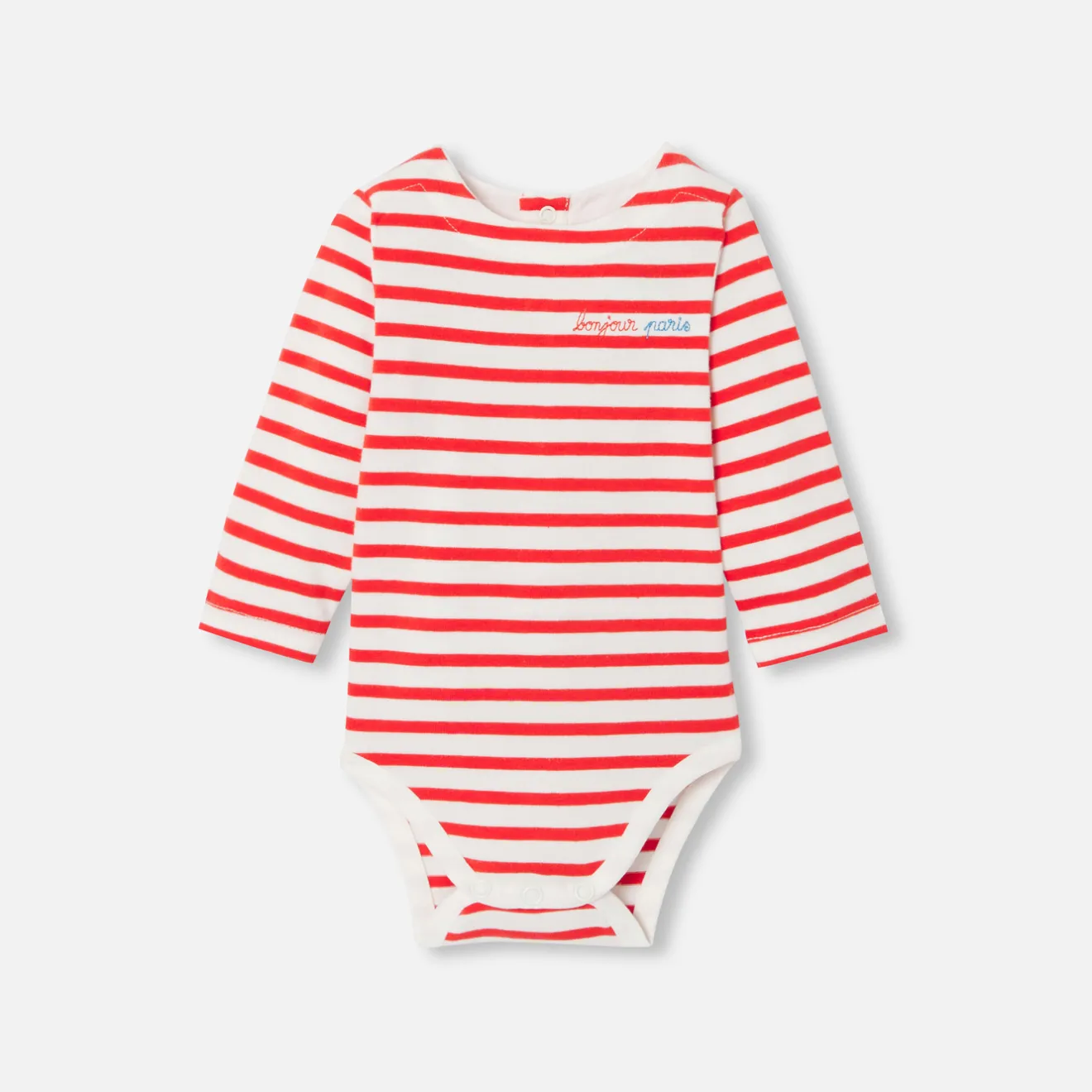 Jacadi Bodies>Body mit langen Ärmeln für Baby WEISS/ROT