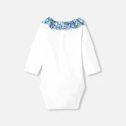 Jacadi Bodies>Body mit langen Ärmeln für Baby Mädchen WEISS/BLAU