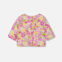 Jacadi Pullover & Cardigans>Cardigan aus Liberty-Stoff für Baby Mädchen ROSA/MEHRFARBIG