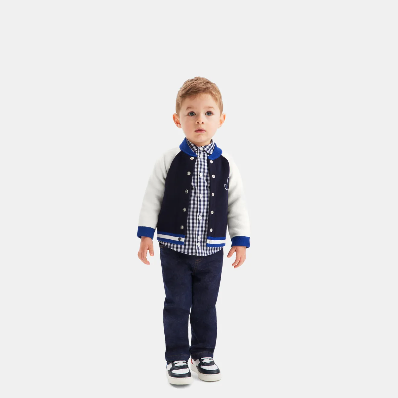 Jacadi Pullover, Sweatshirts, Strickjacken>Collegejäckchen Kleinkind Junge MARINEBLAU/WEISS