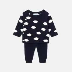 Jacadi Spieler, Latzhosen, Ensembles>Ensemble aus Jerseystrick für Babys MARINEBLAU/ECRU