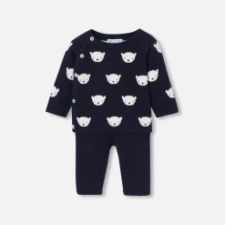 Jacadi Spieler, Latzhosen, Ensembles>Ensemble aus Jerseystrick für Babys MARINEBLAU/ECRU