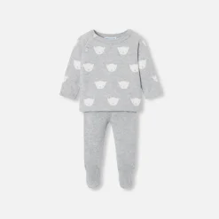 Jacadi Spieler, Latzhosen, Ensembles>Ensemble aus Jerseystrick für Babys GRAU/ECRU