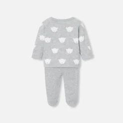 Jacadi Spieler, Latzhosen, Ensembles>Ensemble aus Jerseystrick für Babys GRAU/ECRU