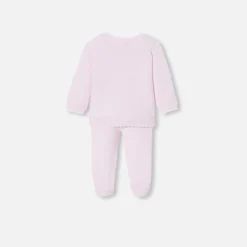 Jacadi Spieler, Latzhosen, Ensembles>Ensemble aus Krausstrick für Baby Mädchen ROSA BLASS JACADI