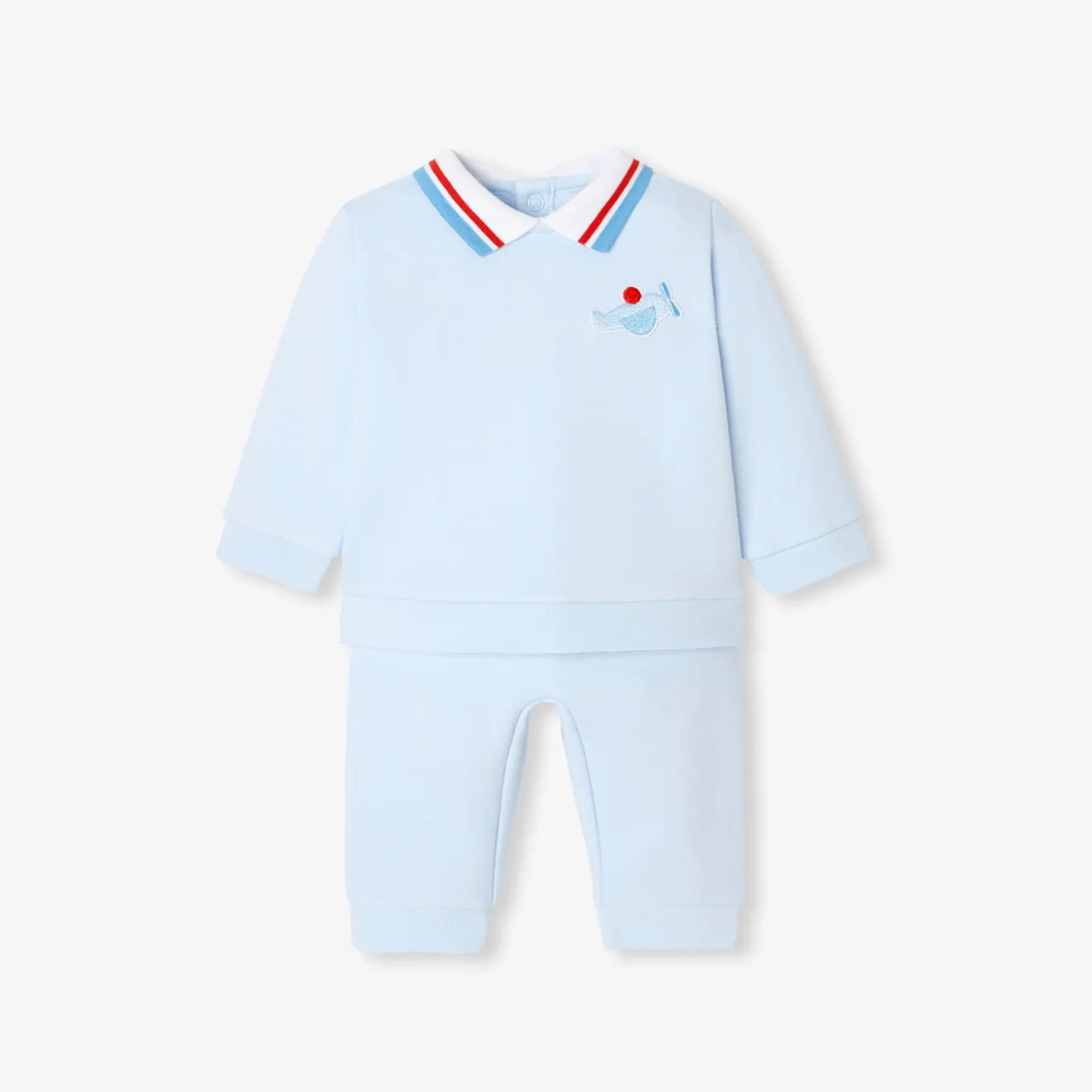 Jacadi Spieler, Latzhosen, Ensembles>Ensemble aus Molton für Jungen HELLBLAU