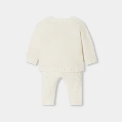 Jacadi Spieler, Latzhosen, Ensembles>Ensemble für Babys aus Strick mit Zopfmuster WEICHES JACADI WEISS