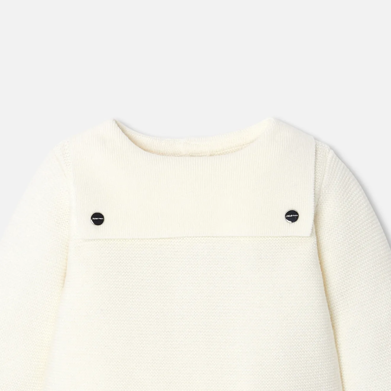 Jacadi Spieler, Latzhosen, Ensembles>Ensemble für Babys aus Wolle in Krausstrick WEICHES JACADI WEISS