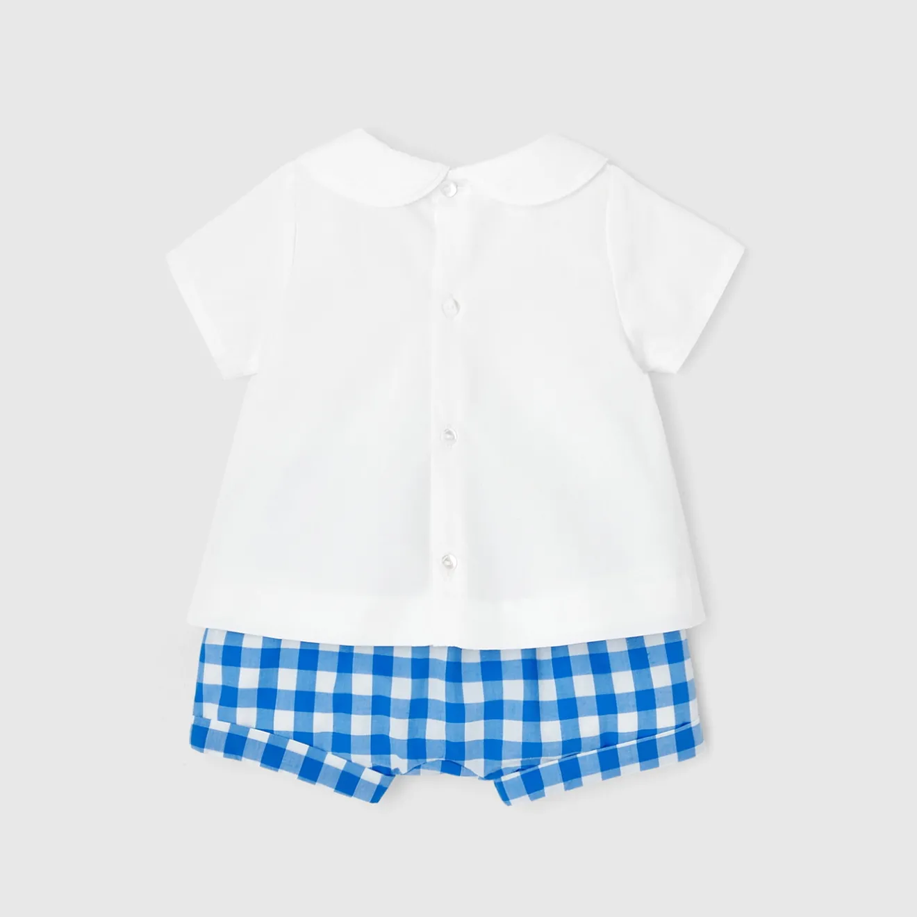 Jacadi Spieler, Latzhosen, Ensembles>Ensemble mit Vichy-Karomuster Mein erstes BLAU/WEISS