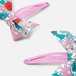 Jacadi Haar-Accessoires>2er-Set Haarspangen mit Schleife aus Liberty-Stoff ROSA/GRÜN