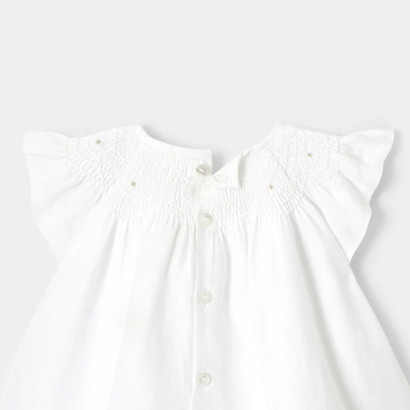 Jacadi Kleider>Festkleid aus Leinenstoff für Mädchen JACADI WEISS