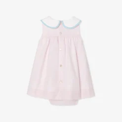 Jacadi Kleider>Fil-à-Fil-Kleid für Mädchen ROSA/WEISS