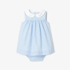 Jacadi Kleider>Fil-à-Fil-Kleid für Mädchen BLAU/WEISS
