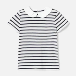 Jacadi T-Shirts, Polos, Langarmshirts>Gestreiftes Poloshirt für Mädchen WEISS/MARINEBLAU