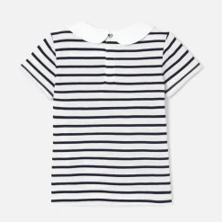 Jacadi T-Shirts, Polos, Langarmshirts>Gestreiftes Poloshirt für Mädchen WEISS/MARINEBLAU