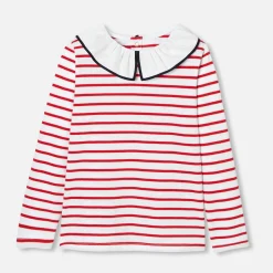 Jacadi T-Shirts, Polos, Langarmshirts>Gestreiftes T-Shirt für Mädchen WEISS/ROT