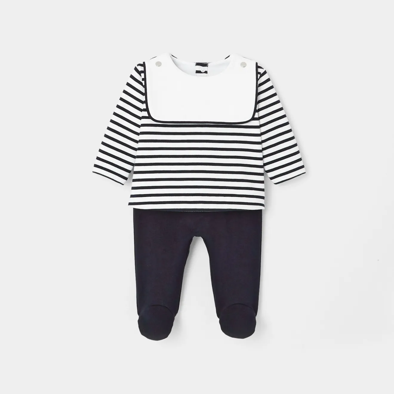 Jacadi Spieler, Latzhosen, Ensembles>Hosen-Ensemble für Jungen MARINEBLAU/WEISS