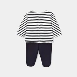 Jacadi Spieler, Latzhosen, Ensembles>Hosen-Ensemble für Jungen MARINEBLAU/WEISS