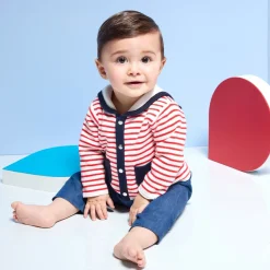 Jacadi Pullover & Cardigans>Jäckchen für Baby Jungen mit Matrosenkragen WEISS/ROT