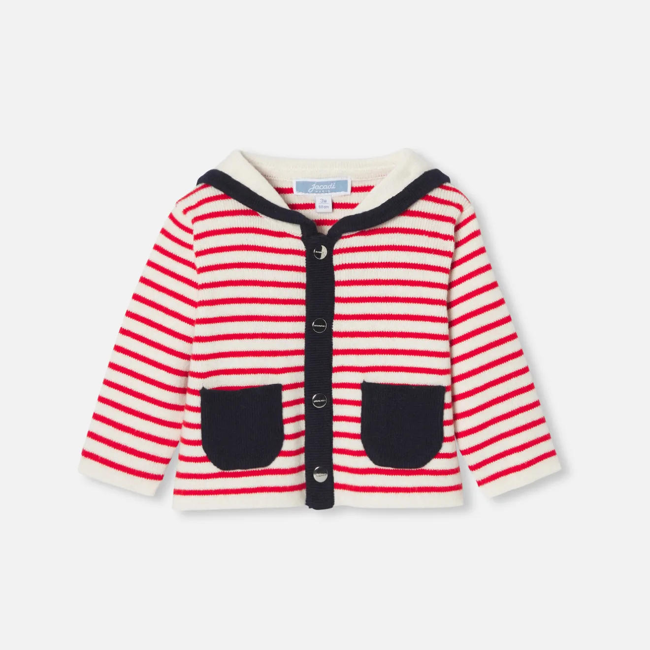 Jacadi Pullover & Cardigans>Jäckchen für Baby Jungen mit Matrosenkragen WEISS/ROT