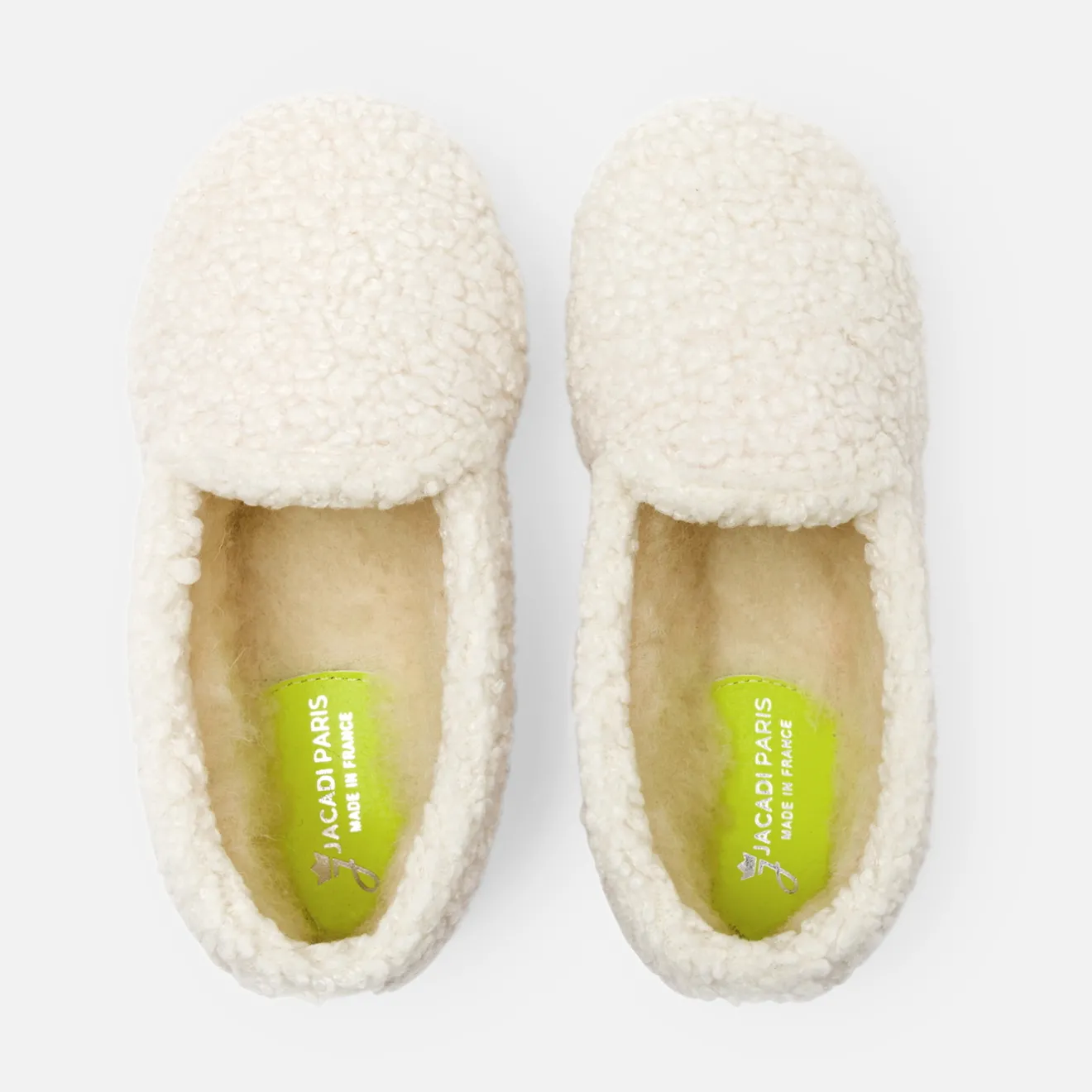 Jacadi Hausschuhe|Stoffschuhe>Kinder-Krabbelschuhe aus Sherpa für Mädchen NATURWEISS/BEIGE