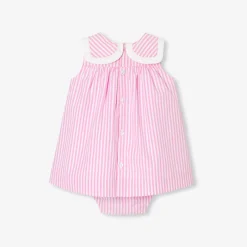 Jacadi Kleider>Kleid aus Popeline für Mädchen WEISS/ROSA