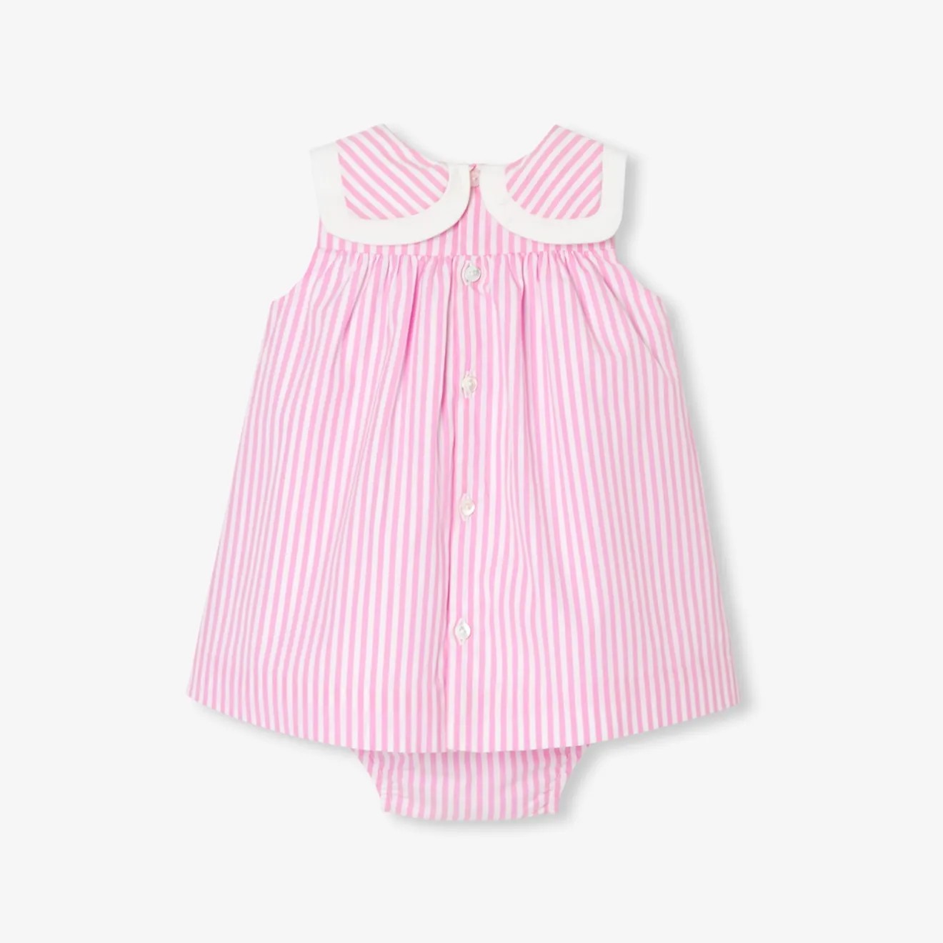 Jacadi Kleider>Kleid aus Popeline für Mädchen WEISS/ROSA