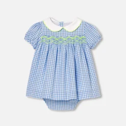 Jacadi Kleider>Kleid für Baby Mädchen mit kurzen Ärmeln BLAU/WEISS