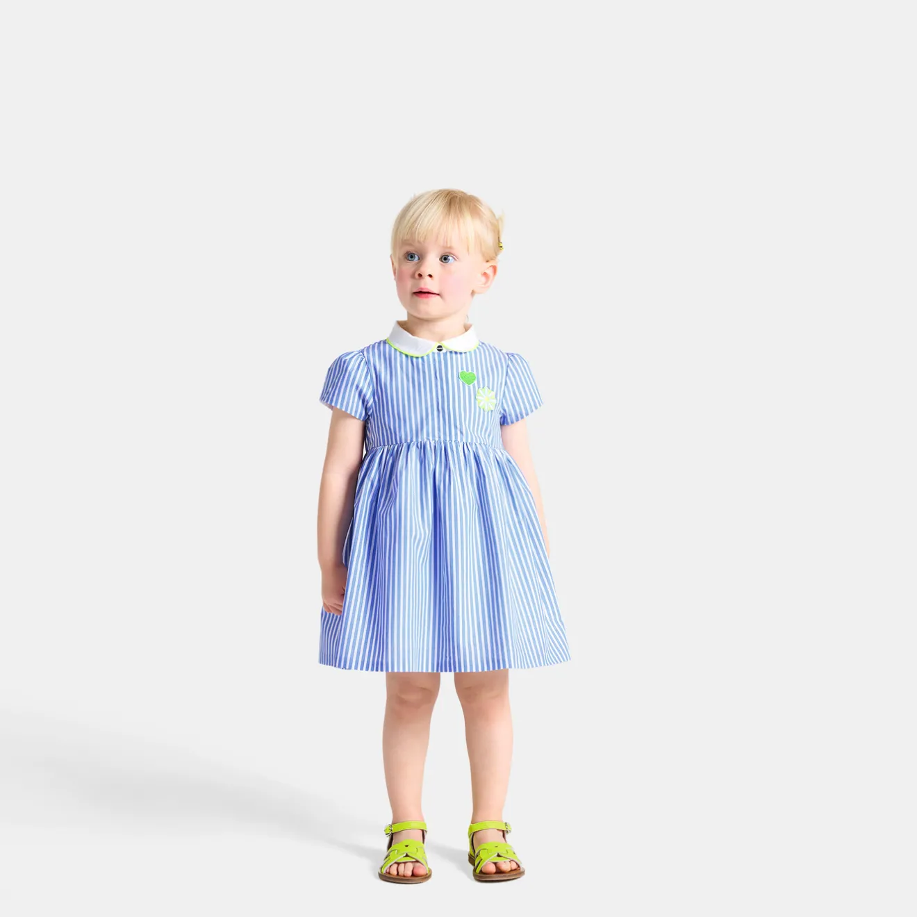 Jacadi Kleider>Kleid mit Trapezschnitt Kleinkind Mädchen WEISS/BLAU