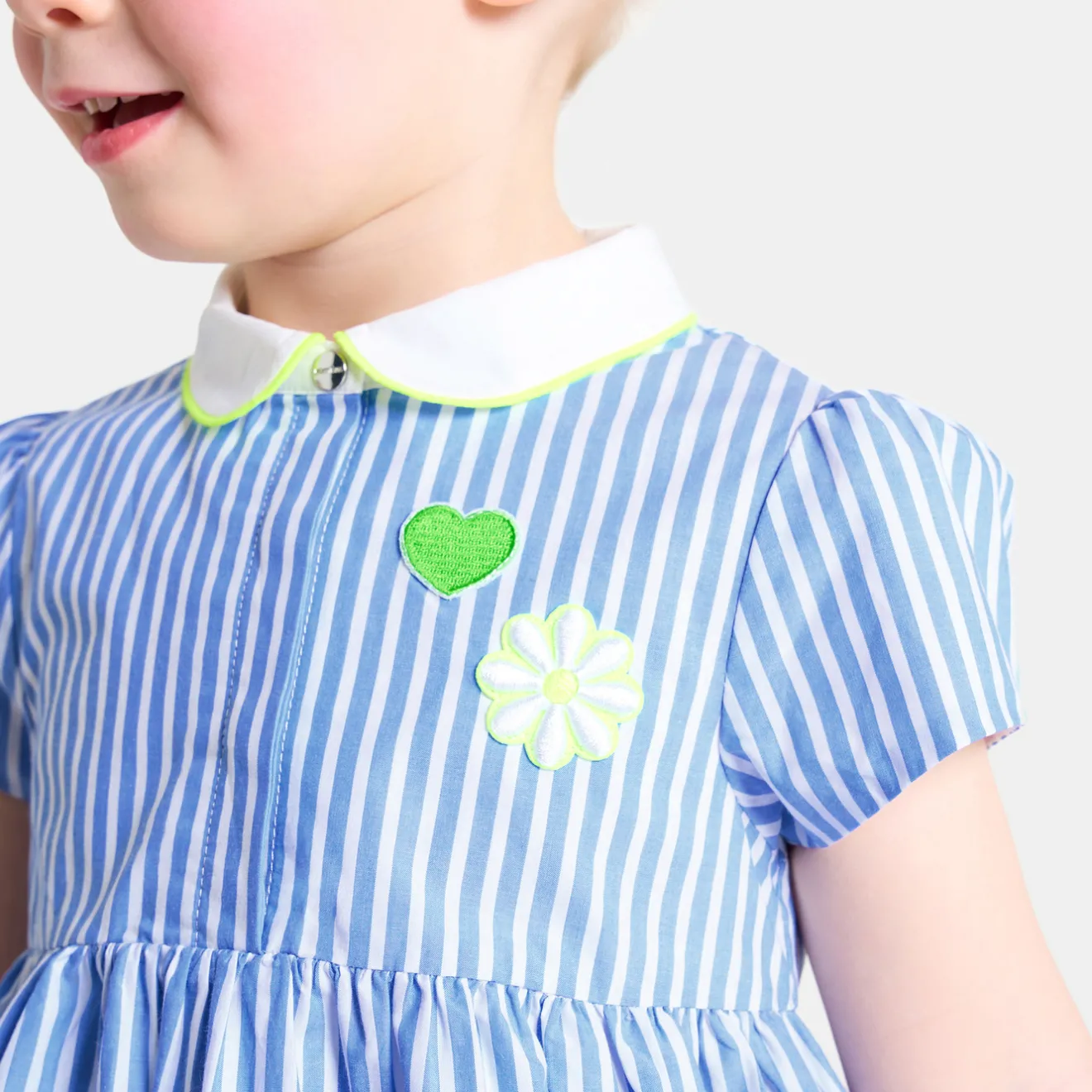 Jacadi Kleider>Kleid mit Trapezschnitt Kleinkind Mädchen WEISS/BLAU
