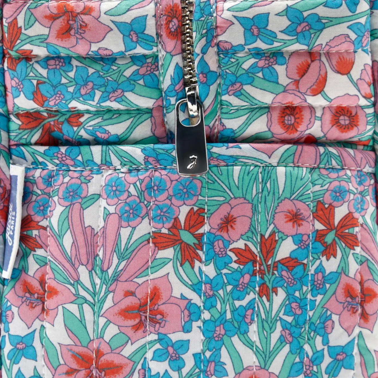 Jacadi Wickeltaschen & Kulturbeutel|Wickeltaschen & Kulturbeutel>Kulturbeutel aus Liberty-Stoff ROSA/GRÜN