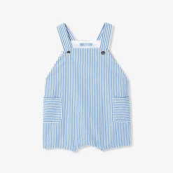 Jacadi Spieler, Latzhosen, Ensembles>Kurze Latzhose für Jungen WEISS/BLAU