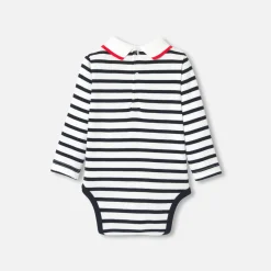 Jacadi Bodies>Langärmeliger Body Kleinkind Junge WEISS/MARINEBLAU