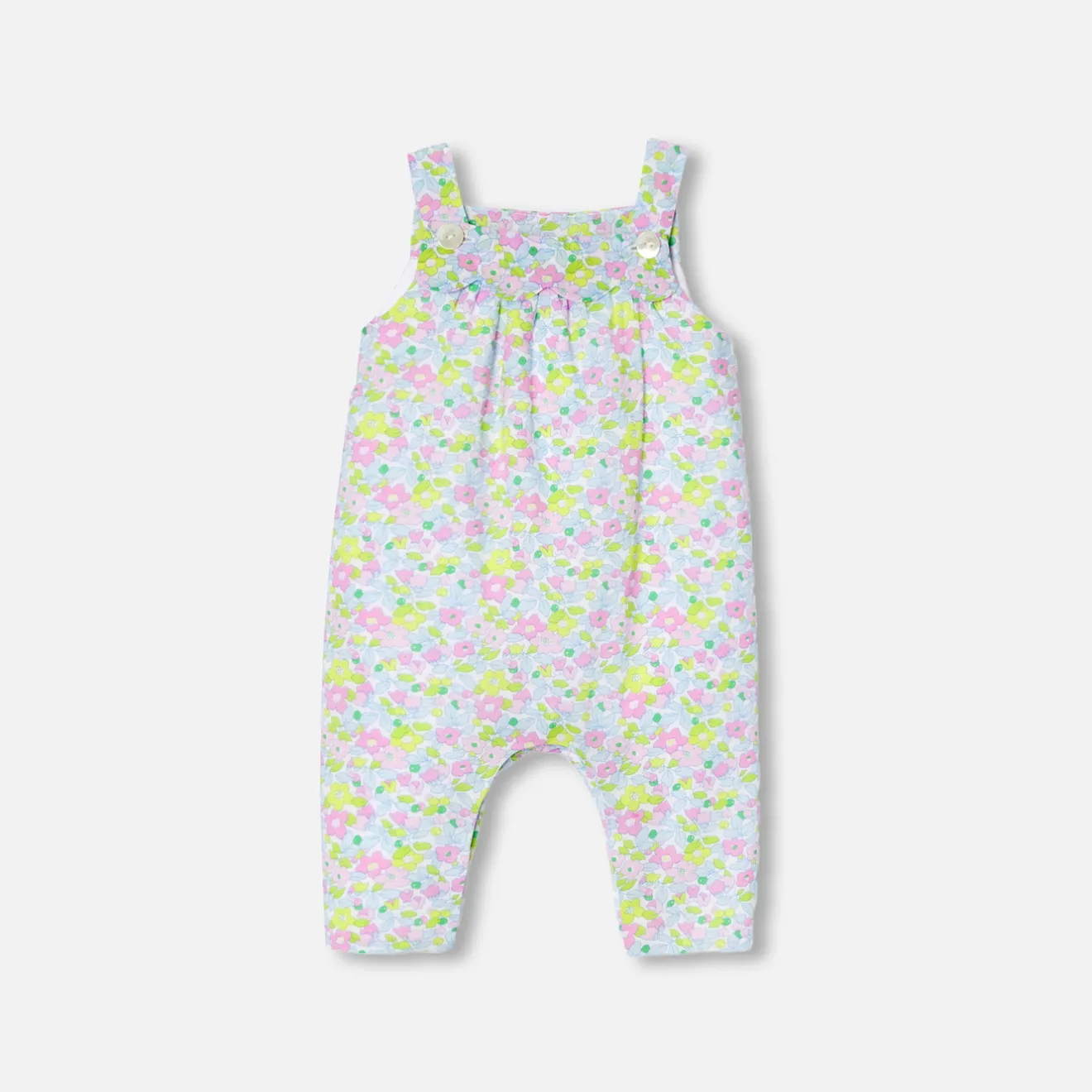 Jacadi Spieler, Latzhosen, Ensembles>Latzhose aus Liberty-Stoff für Baby Mädchen WEISS/MEHRFARBIG