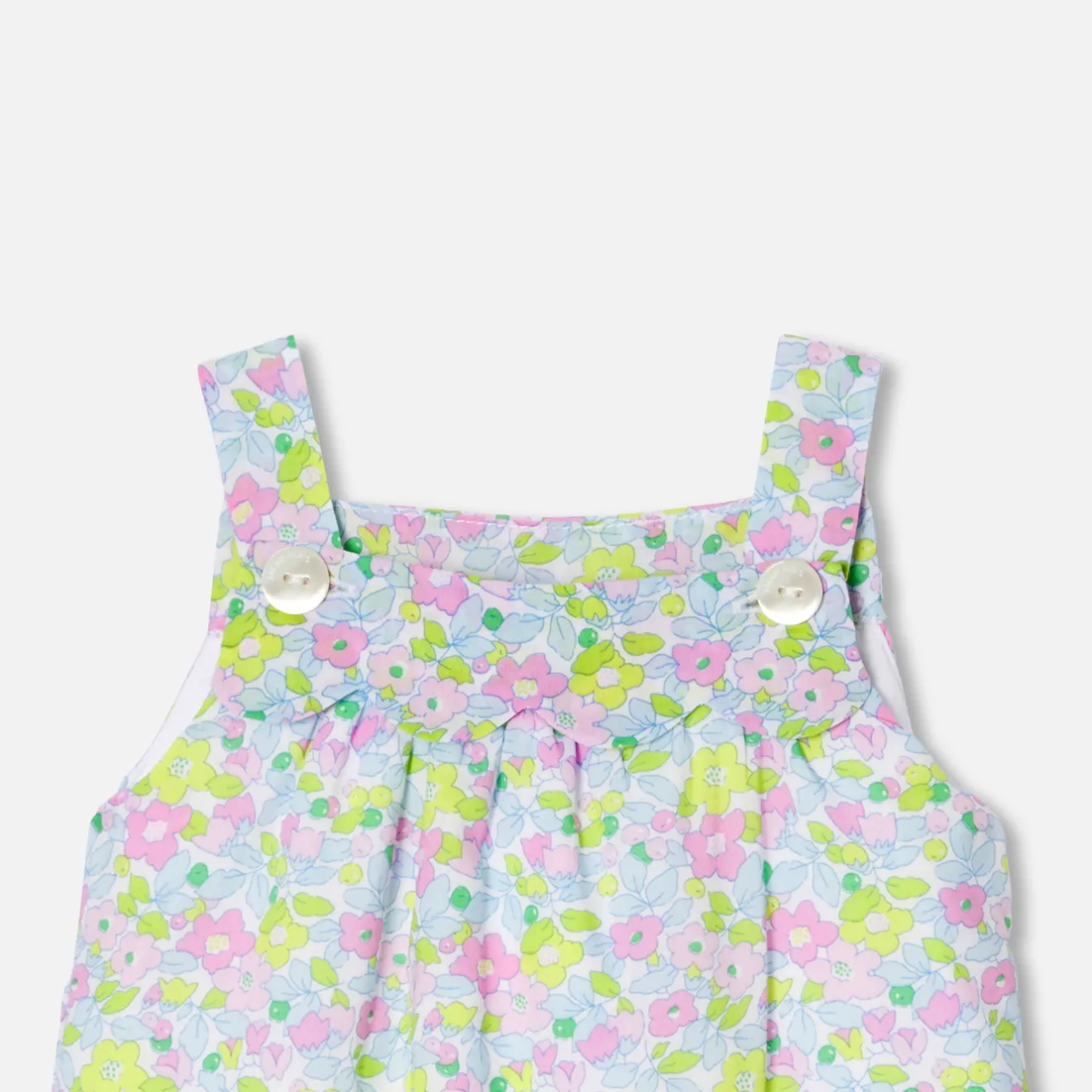 Jacadi Spieler, Latzhosen, Ensembles>Latzhose aus Liberty-Stoff für Baby Mädchen WEISS/MEHRFARBIG
