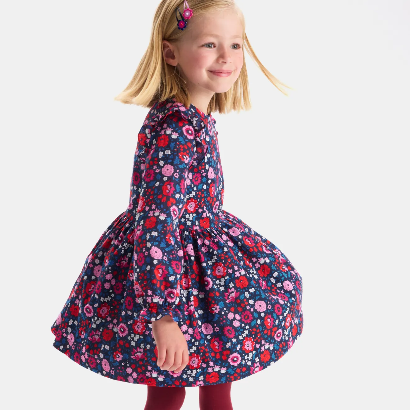 Jacadi Kleider & Röcke>Mädchenkleid aus Liberty-Stoff MARINEBLAU/MEHRFARBIG