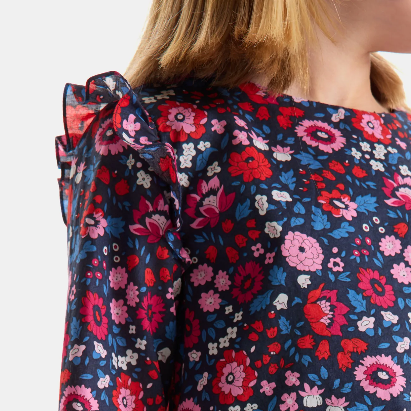 Jacadi Kleider & Röcke>Mädchenkleid aus Liberty-Stoff MARINEBLAU/MEHRFARBIG
